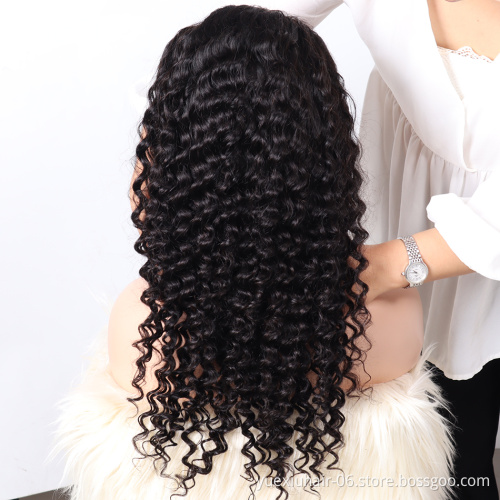 Wholesale Raw Human Hair Vendor Natural Black Lace wigs For Black Women 100% human hair lace frontal deep wave wig